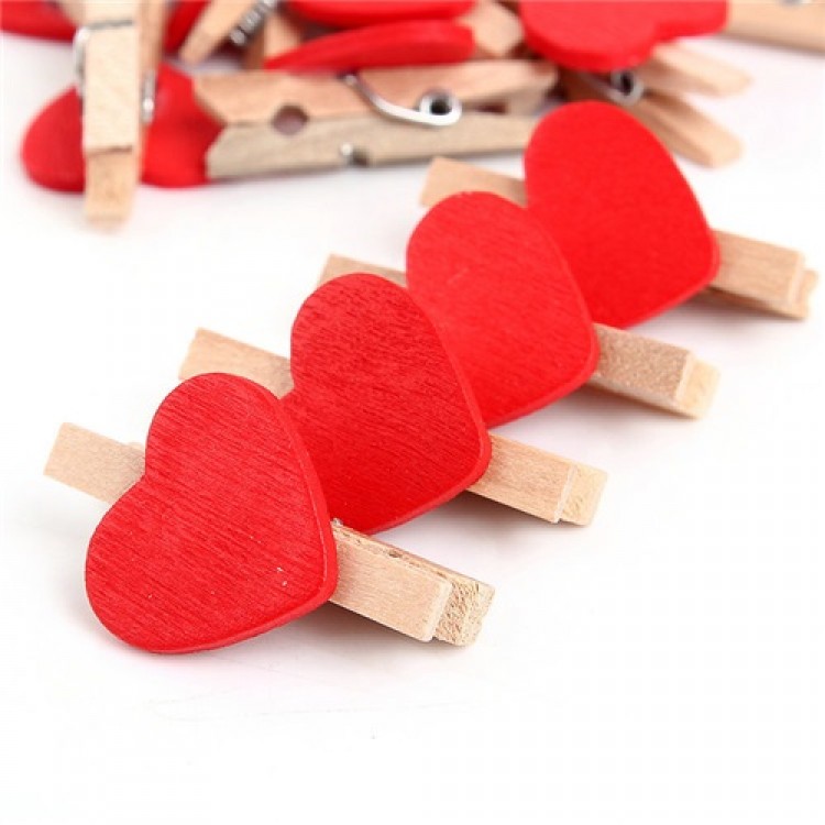 10 Pieces of Heart Shaped Wooden Pegs 3.5cm (Set of 10 - 10 Pack)