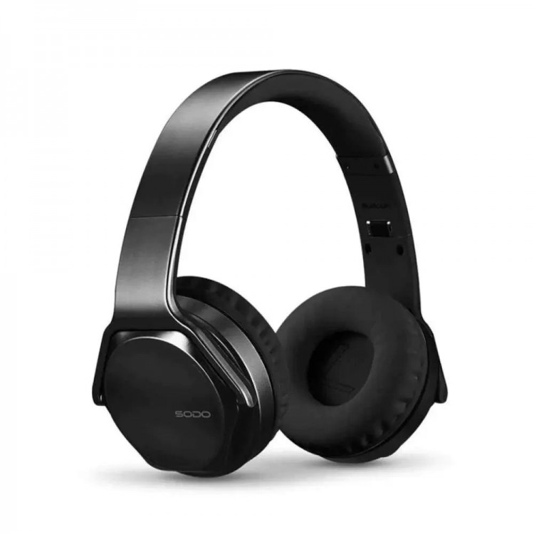 Sodo MH3 Foldable On-Ear FM Radio/Mp3/Tf Card Bluetooth Headset Black