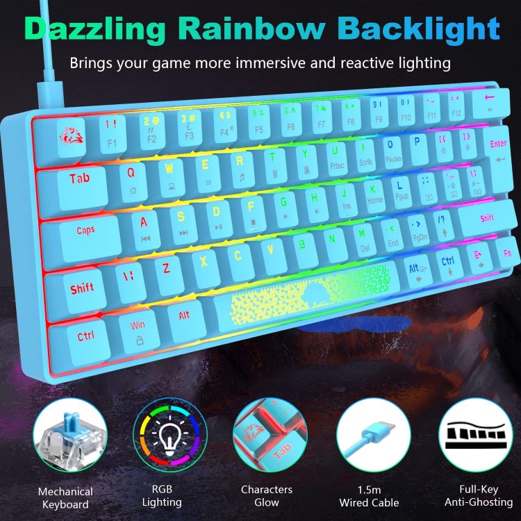 Mechanical 19 RGB Usb-C Wired Mini Gaming Keyboard T60