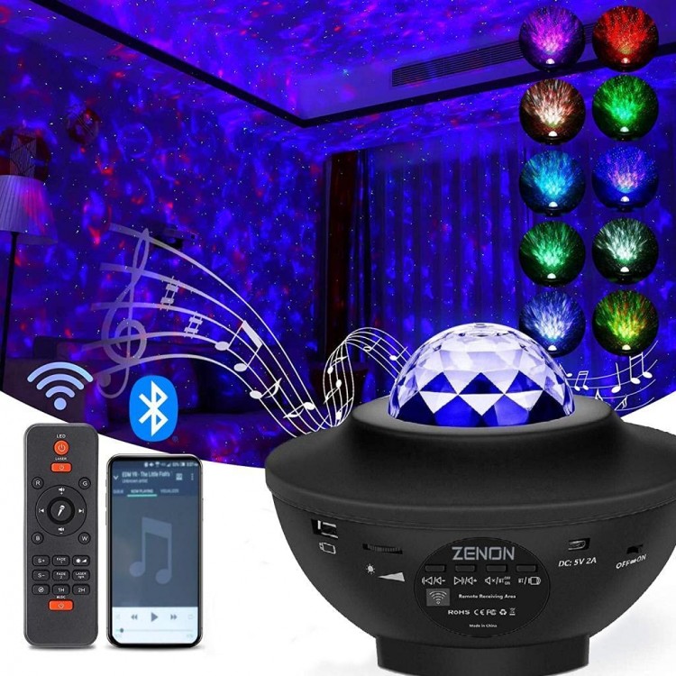 Starry Projector Bluetooth Speaker+Sound-Sensitive Disco Ball+USBMp3 Player+Party, Night Light