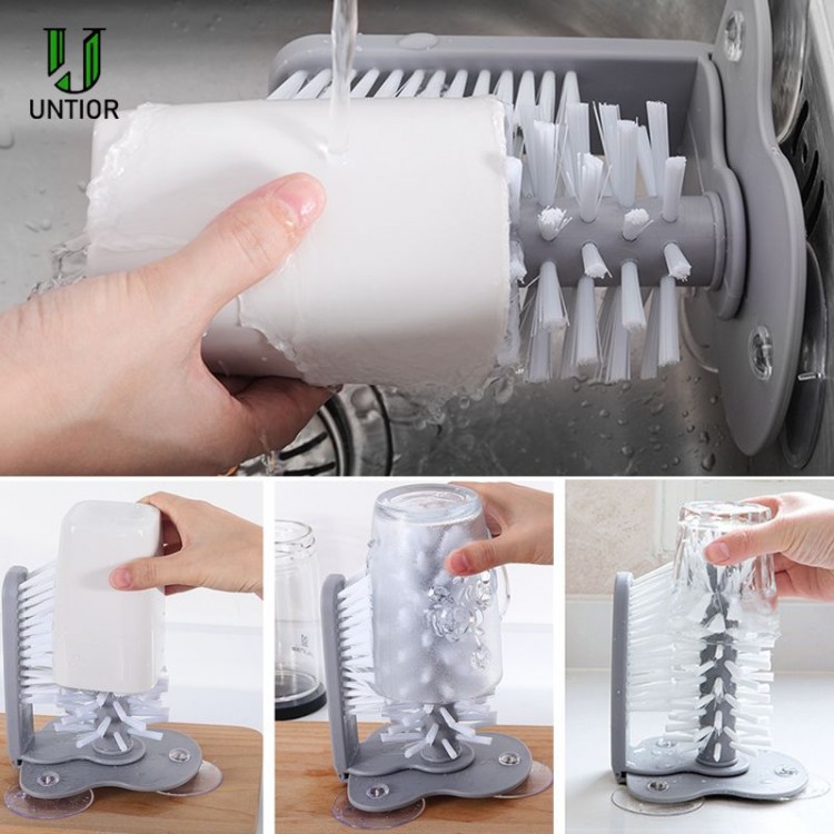 Easily Hand-held Dishwasher Brush with Functional Suction Cup