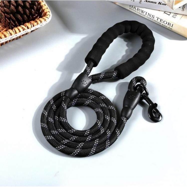 Dog Collar Reflective 130 cm RopeBlack for Medium and Large Size Dogs