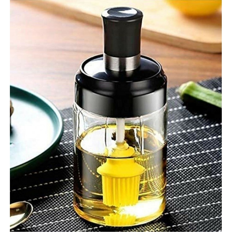Self-contained Silicone Brushed Glass Oil Jug Vinegar Sauce Bowl