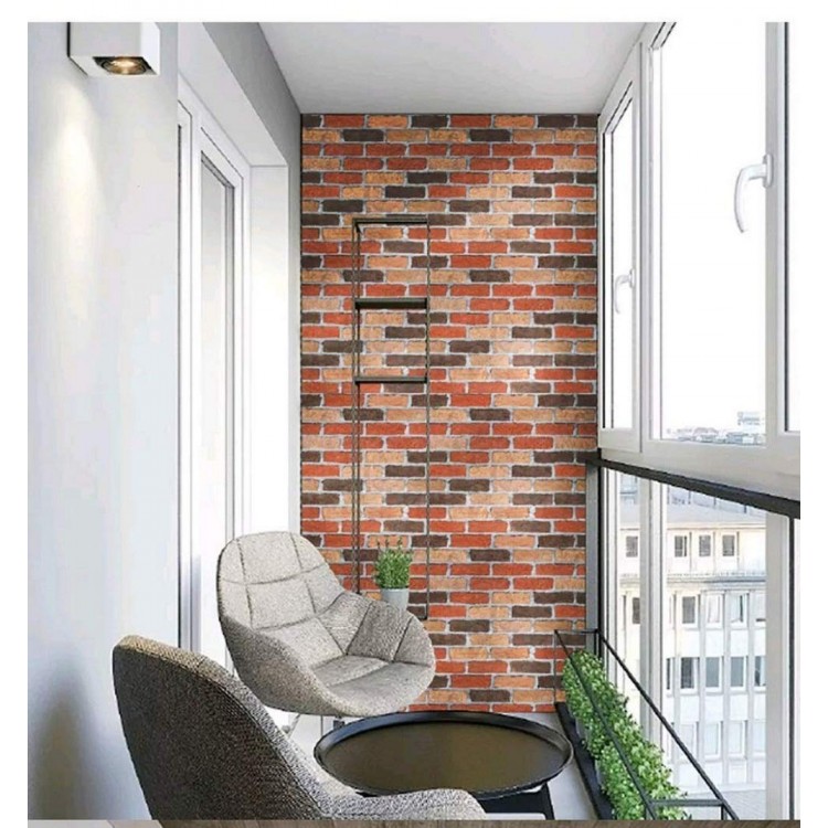 Red Self Adhesive 3D Wall Shelf with Brick Stone PatternDoor Covering Paper 5 Meters 60 Cm