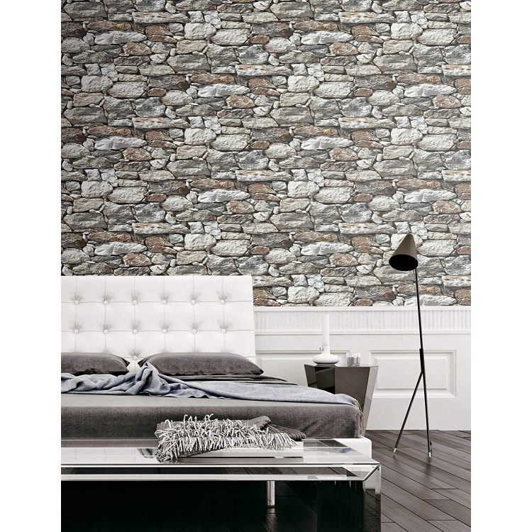 Self-Adhesive 3D Wall Shelf with Stone Wall PatternDoor Covering Paper 3 Meters 60 Cm