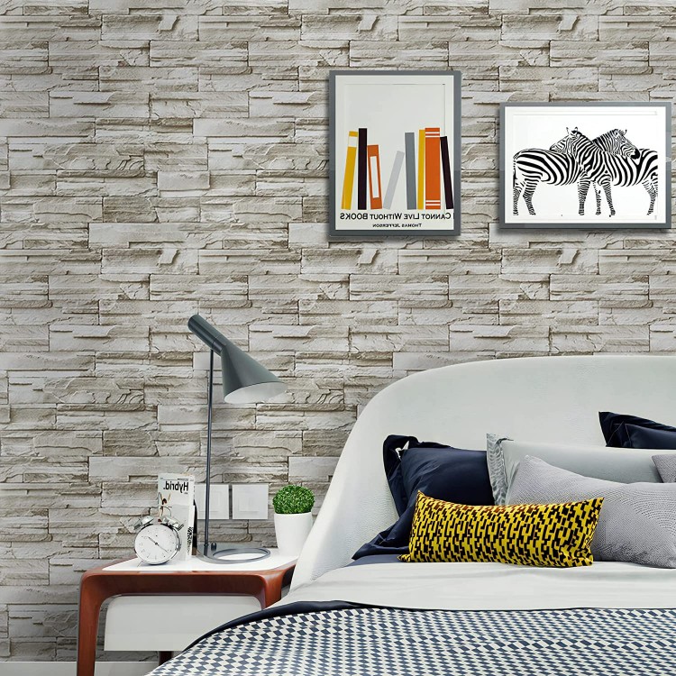 Self Adhesive 3D Wall with Yellow Brick Stone PatternShelf Door Covering Paper 3 Meters 60 Cm