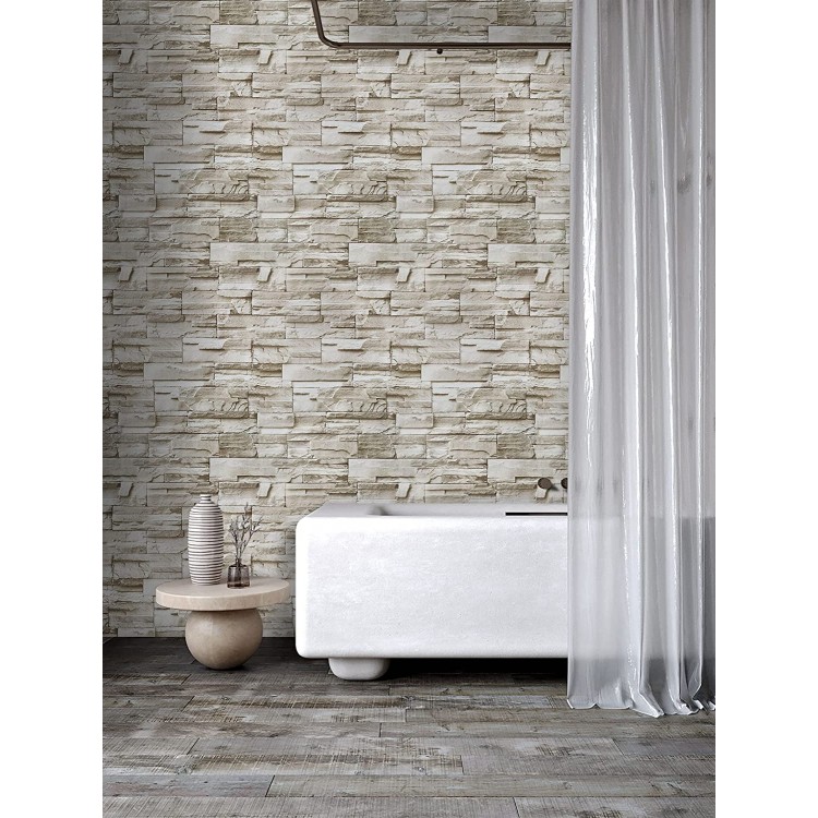 Self Adhesive 3D Wall with Yellow Brick Stone PatternShelf Door Covering Paper 5 Meters 60 Cm