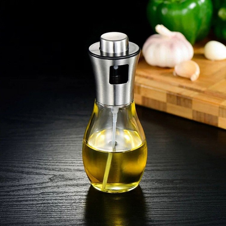 Glass Spray Oil Pot with Stainless Steel Head