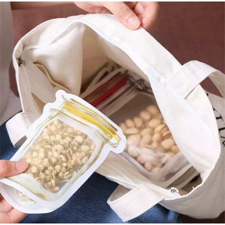 Large Size Ziplock Storage Bag - Ziplock with Jar LookBag 3 Pieces