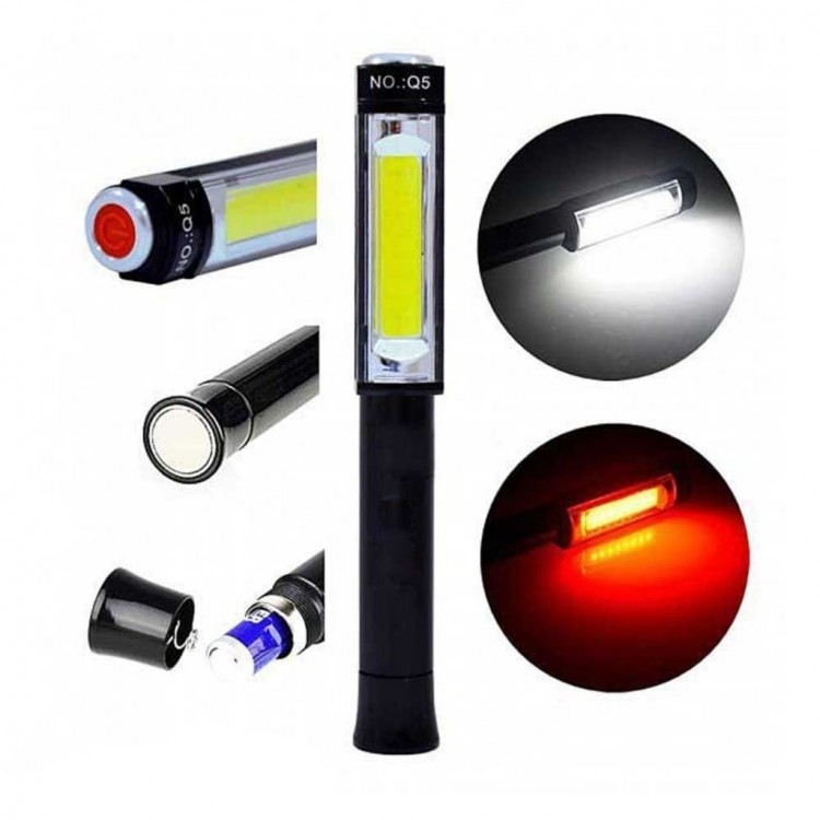 Q5 Battery Powered Magnet COB LED Work Repair Red Light Flashlight
