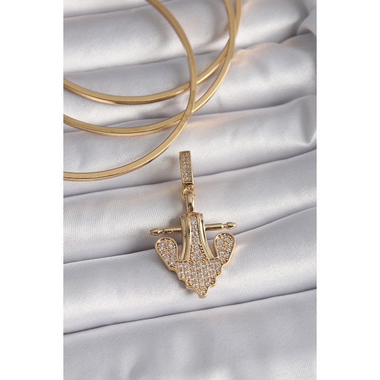 Brass Gold Color Zircon Stone Anchor Model Ajda Charm TJ-BC1000