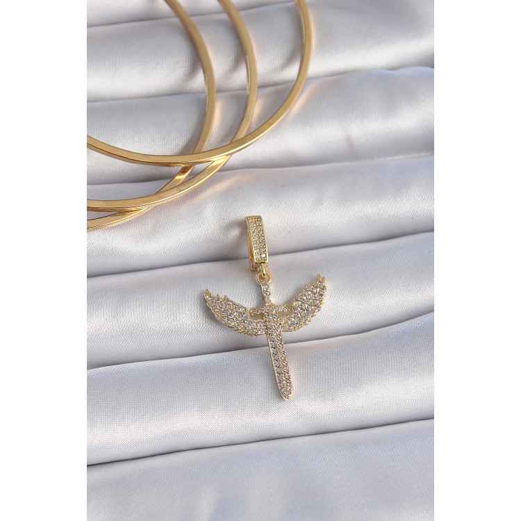Pirinç Gold Renk Zirkon Taşlı Mikail Model Ajda Charm TJ-BC1003