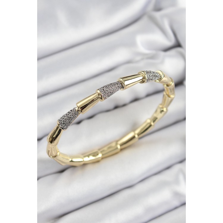 Brass Zircon Stone Bone Model Gold Color VipWomen's Bracelet TJ-BB7339