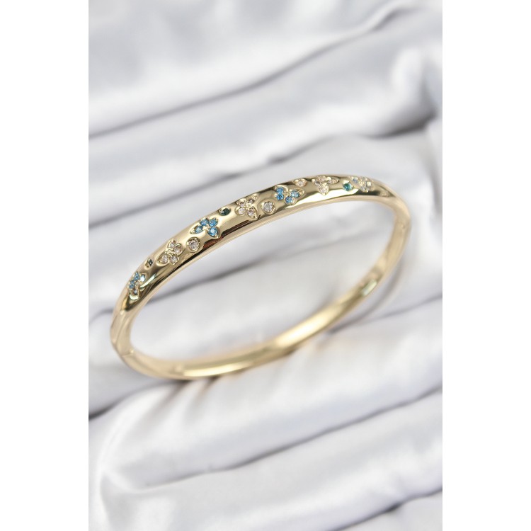 Pirinç Zirkon Taşlı Model Gold Renk Kadın Kelepçe - TJ-BB7568