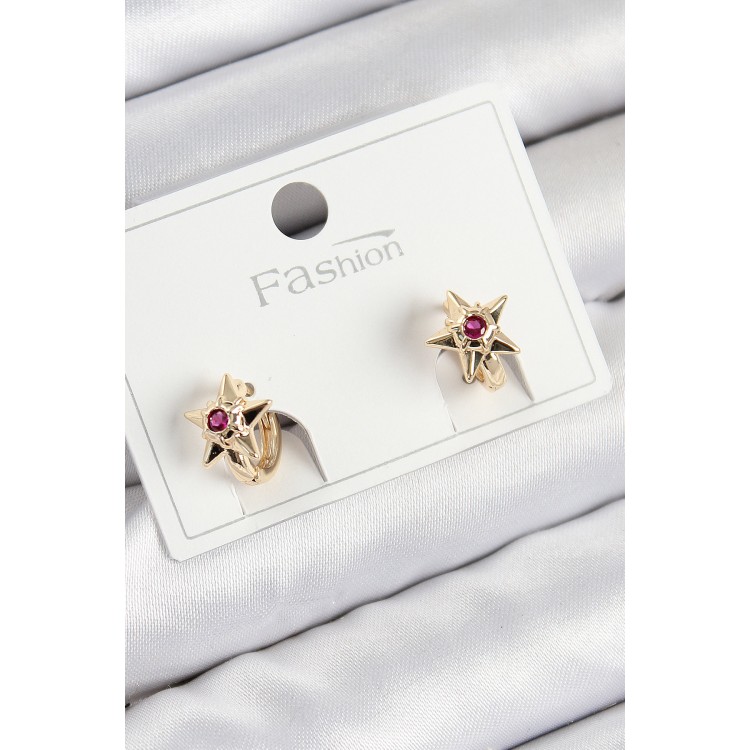 Pirinç Zirkon Taşlı Yıldız Model Gold Renk Çocuk Küpe TJ-BKP11197