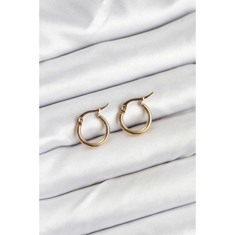 316L Çelik Gold Renk 12 mm Halka Kadın Küpe TJ-BKP11224