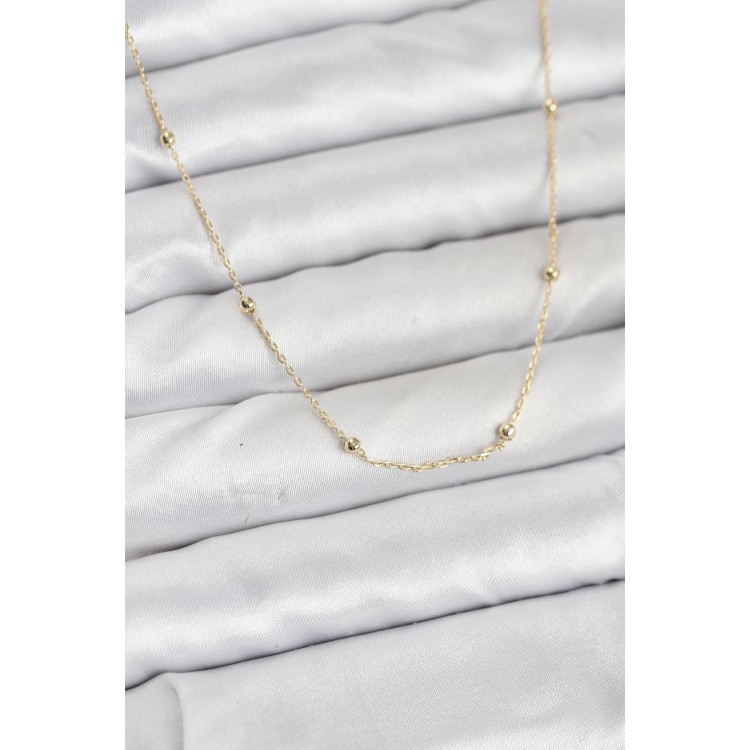 CM 14K Gold Renk Minik Top Zincirli Kadın Kolye TJ-BKO10920