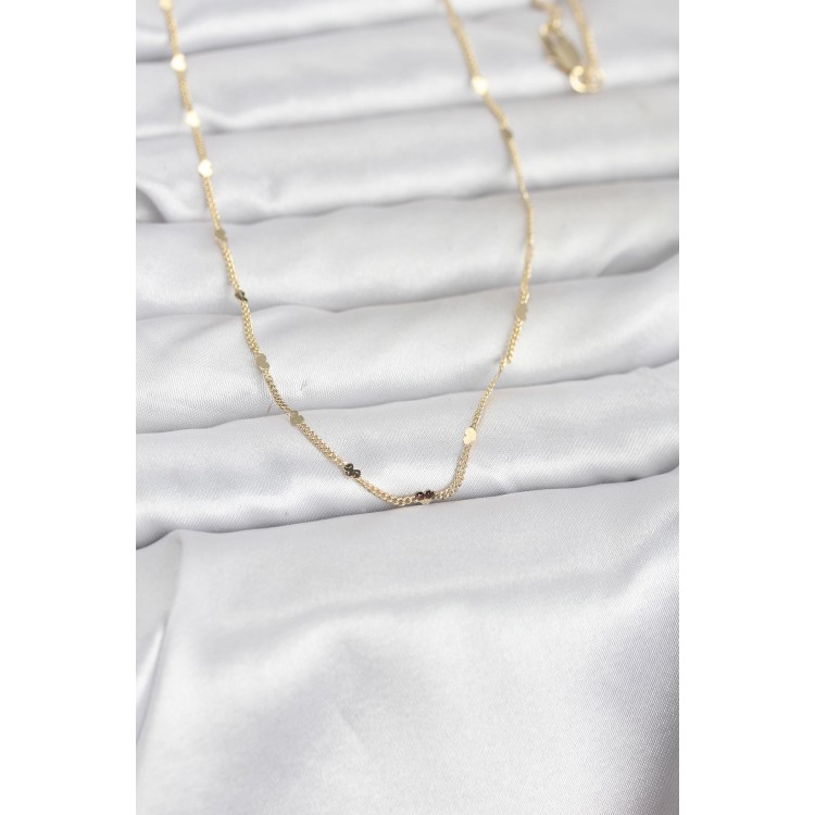 CM 14K Gold Renk Ezme Kalp Detaylı 60 cm Zincir Kadın Kolye TJ-BKO10952