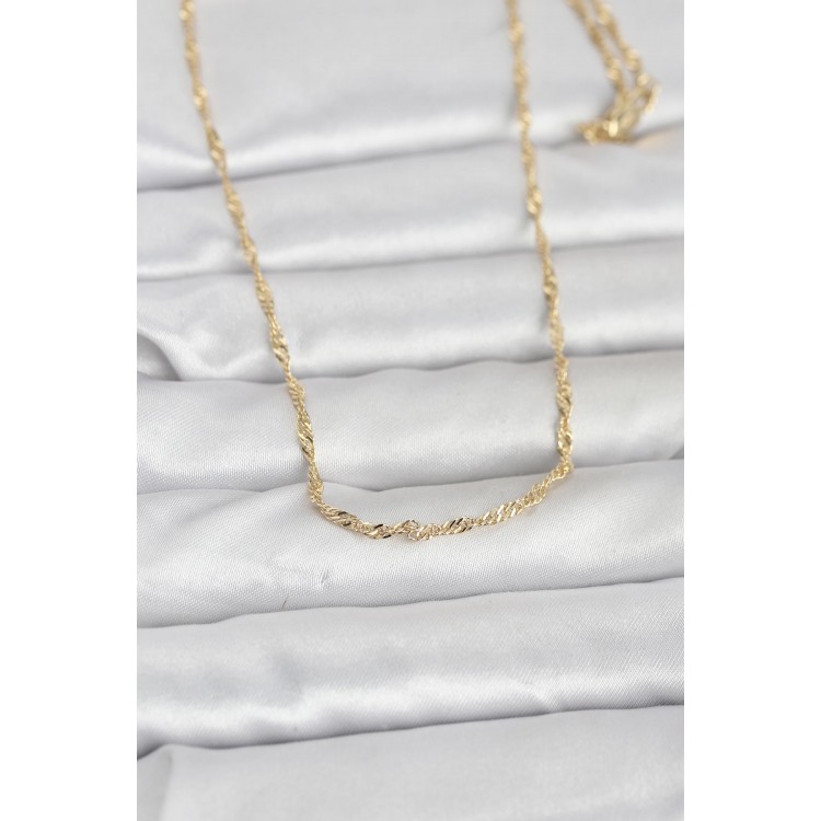 CM 14K Gold Renk Burgu Zincirli 60 cm Kadın Kolye TJ-BKO10955