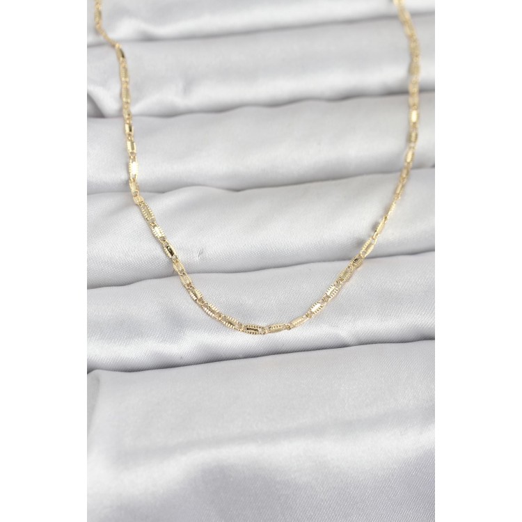 CM 14K Gold Renk Lazerli Zincir Model 60 cm Kadın Kolye TJ-BKO10957