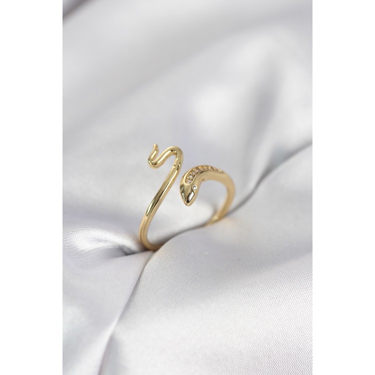 Gold Renk Yılan Model Zirkon Taşlı Kadın Yüzük TJ-BYK4133