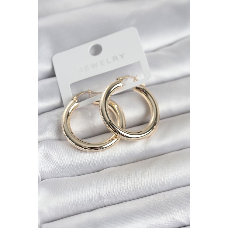 Gold Renk Pirinç Halka 30 mm Kadın Küpe TJ-BKP11759