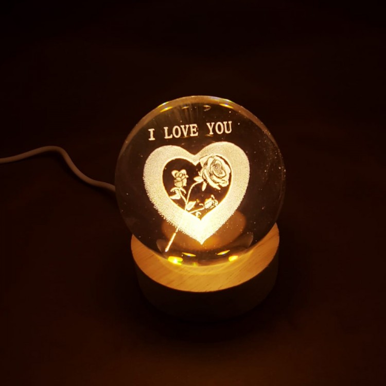 I Love You Işıklı Cam Küre