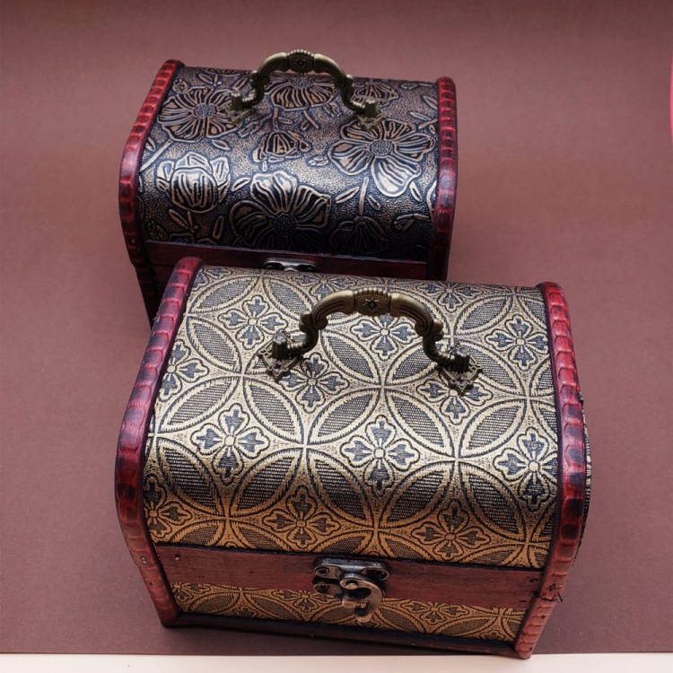 Wooden Leather Chest Box