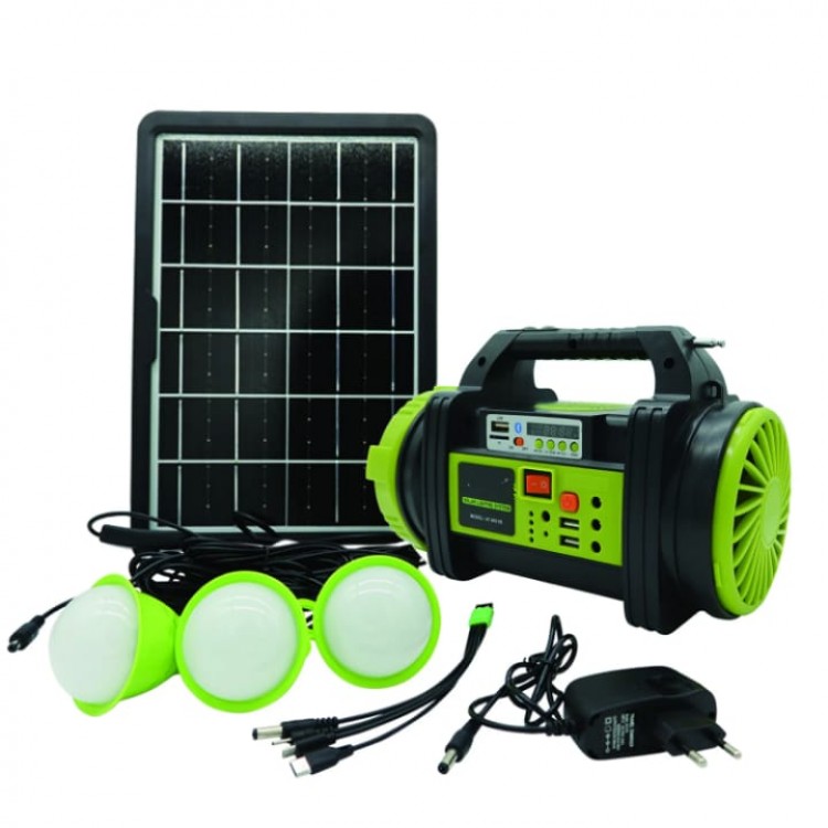 Rechargeable 30 W Solar Charged Home Lighting Set Radio and Fan Powebank WS-5683