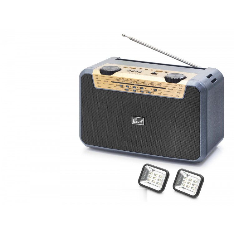 Bluetooth Fm Radyo Usb Tf Aux Solar Şarjli Çift Led Aydinlatmali Kamp Hoparlör FP397S