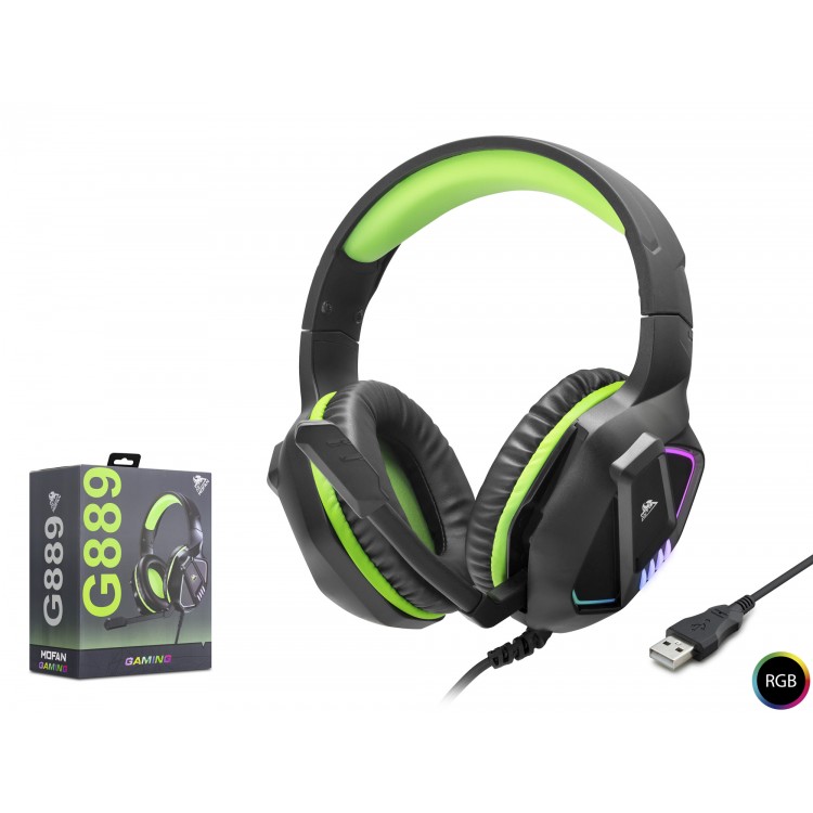 Kulaklik Usb Rgb - Si̇yah/Yeşil G889