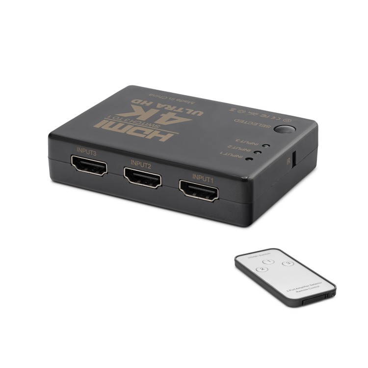 Hdmi Switch 4K Kumandalı 3 In 1 Out - Siyah HDX1308