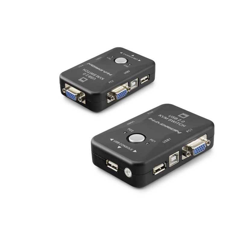 Vga Usb Kvm Switch 2 In 1 Out + 2 Port Usb Console + 2 Port Usb Pc (Klavye/Mouse + Yazıcı) - Siyah HDX1360