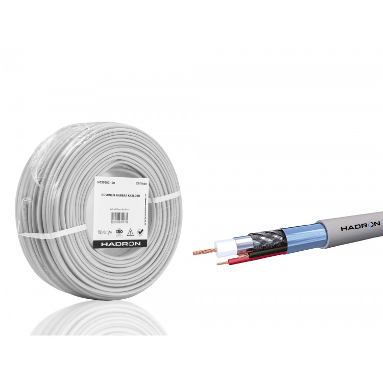 Cctv Kablo Mini Coax Eco Cca 2X0.50 Mm 100 M - Gri HDX5580-100