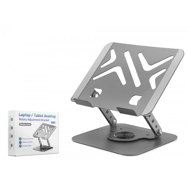 Karbon Çelik 360 Derece Dönebilen Laptop Ve Tablet Standi - Gri HDX8017