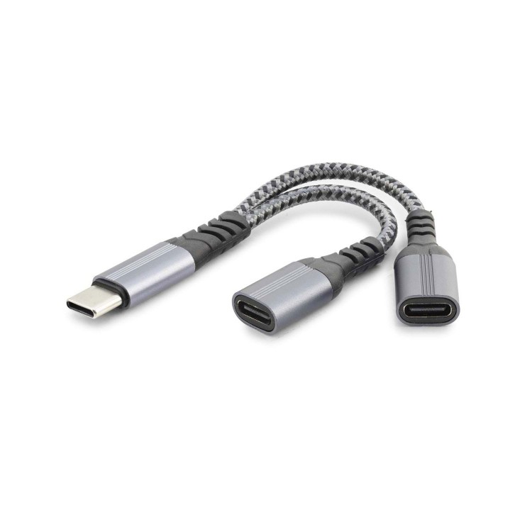 Type-C To 2 x Type-C F Kablo Car Şarj Siyah GJ-015