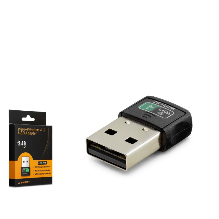 Bluetooth Dongle Pc Usb + Wıreless Adaptör 2.4G Siyah LV-UW06BT