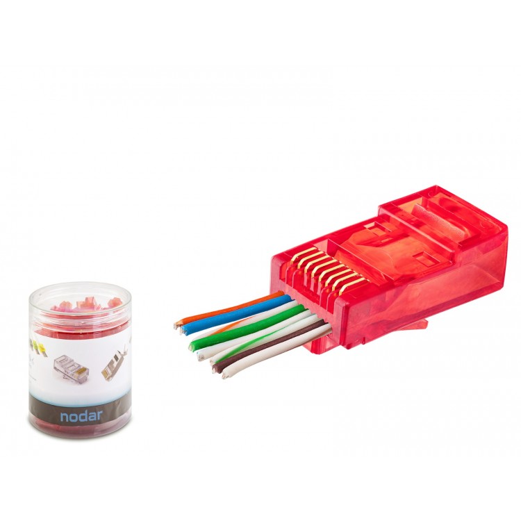 Cat6 Ez Rj45 Konnektör - 100 Adet Kirmizi / Özel Plastik Kutulu ND2403