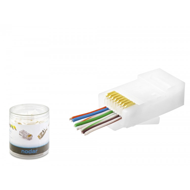 Cat6 Ez Rj45 Konnektör - 100 Adet Beyaz / Özel Plastik Kutulu ND2406