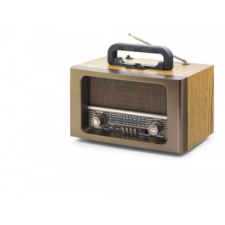 Bluetooth Nostaljik Hoparlör Fm Kumandalı 31 X 17.7 X 19.9 Cm NS6670BT