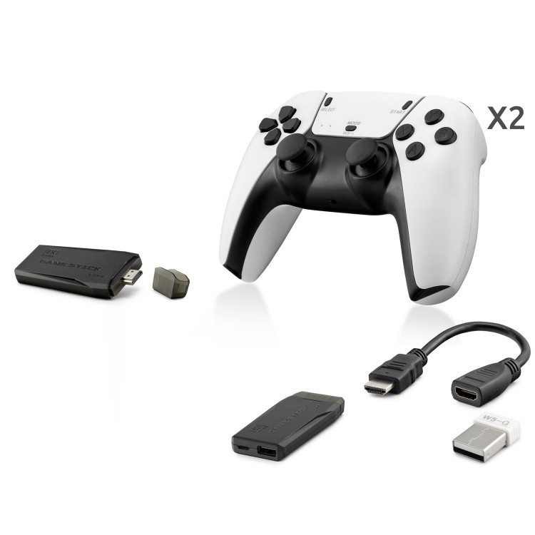 Retro Oyun Stick Hdmi Çift Gamepad Seti 2.4G Kablosuz - Beyaz HD331