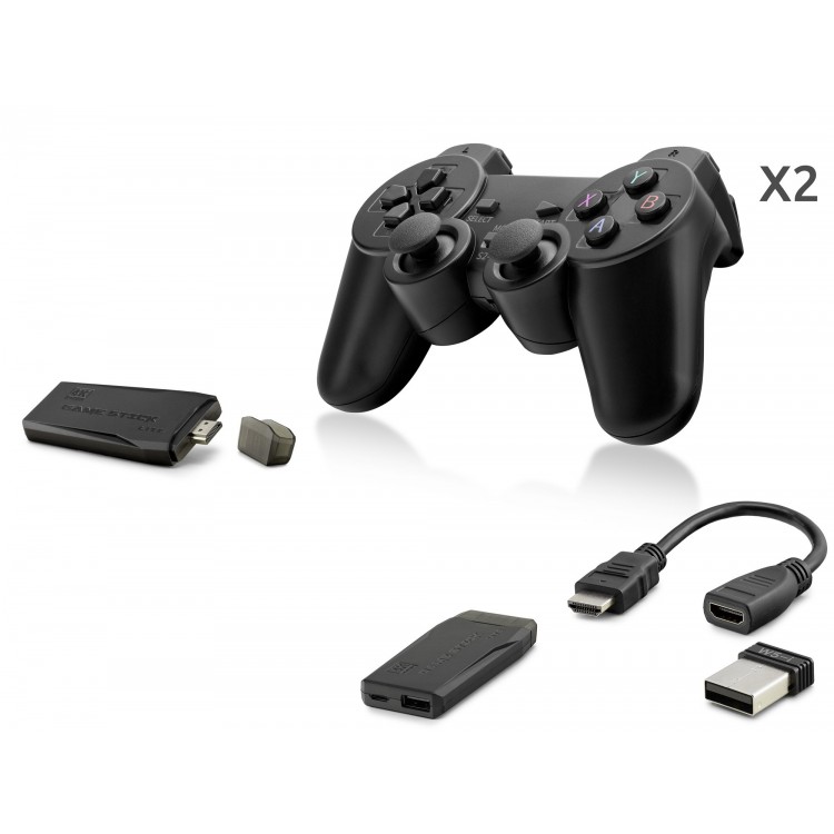 Retro Oyun Stick Hdmi Çift Gamepad Seti 2.4G Kablosuz - Siyah ND763