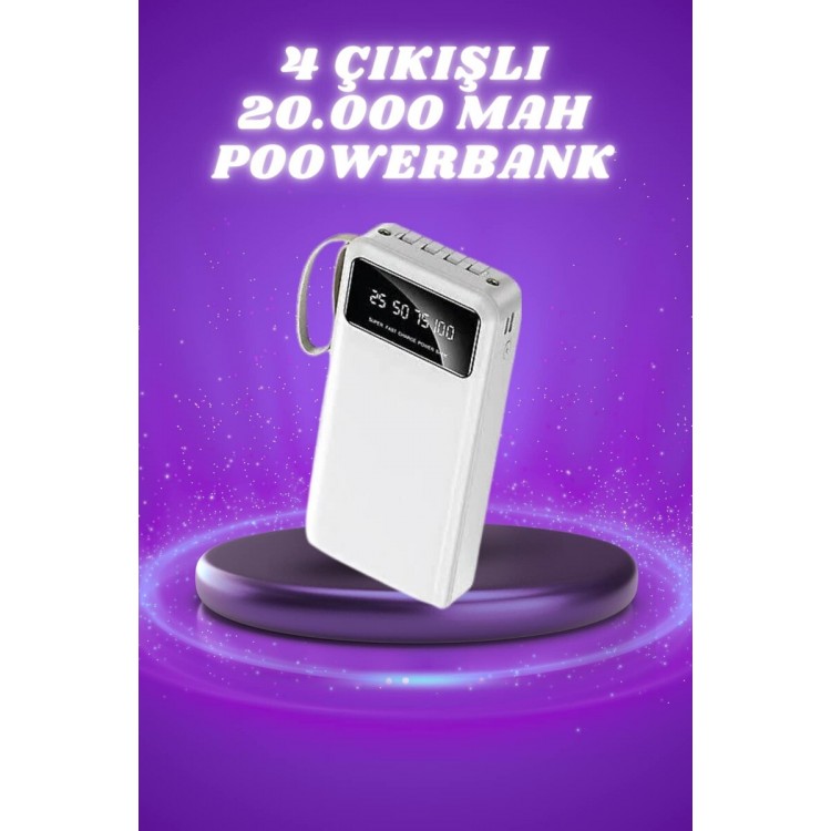 Powerbank Şarj Cihazı 4 Çıkışlı 20.000 MAH Powerbank Taşınabilir Çoklu Giriş