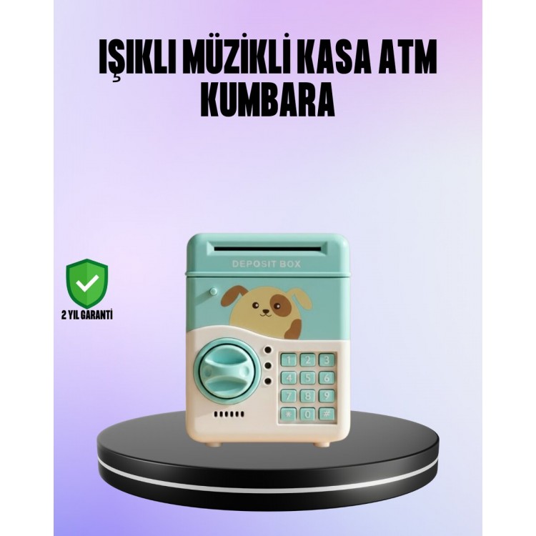 Su Yeşili Elektronik Şifreli ATM Tasarımlı Para Biriktirme Kumbarası