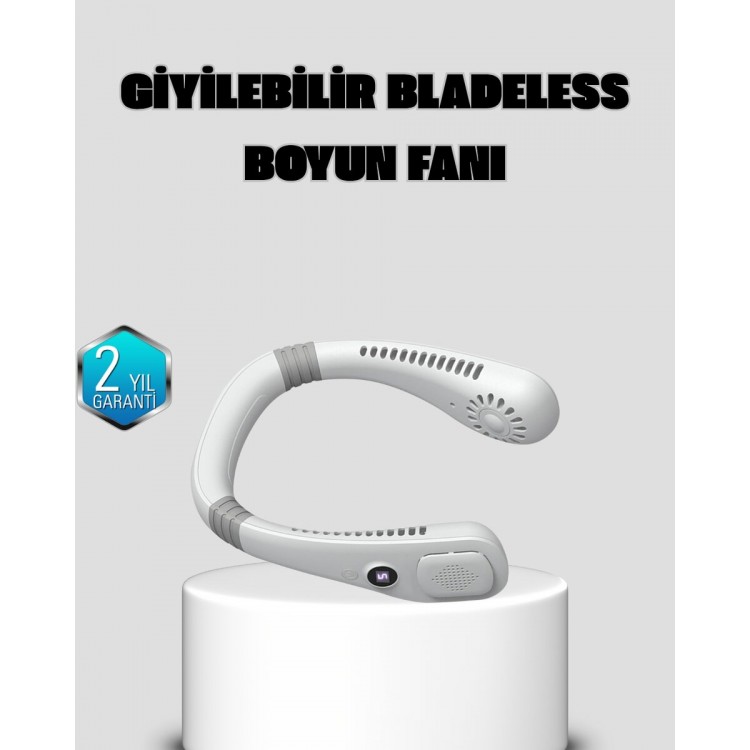 Kablosuz Giyilebilir Boyun Fanı Çift Motorlu ve 5 Kademeli Hız Kontrolü