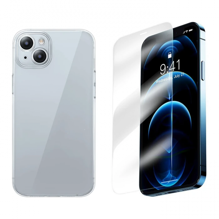 Baseus iPhone 15 Plus Corning Series Silicone Case+ Tempered Screen Protector Set-(5775)