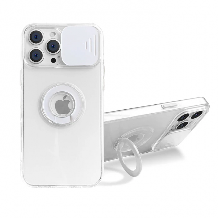 Ally iPhone 13 Pro 6.1 inch CaseSliding Camera Lens Protection Ring Stand Silicone Case-(5775)