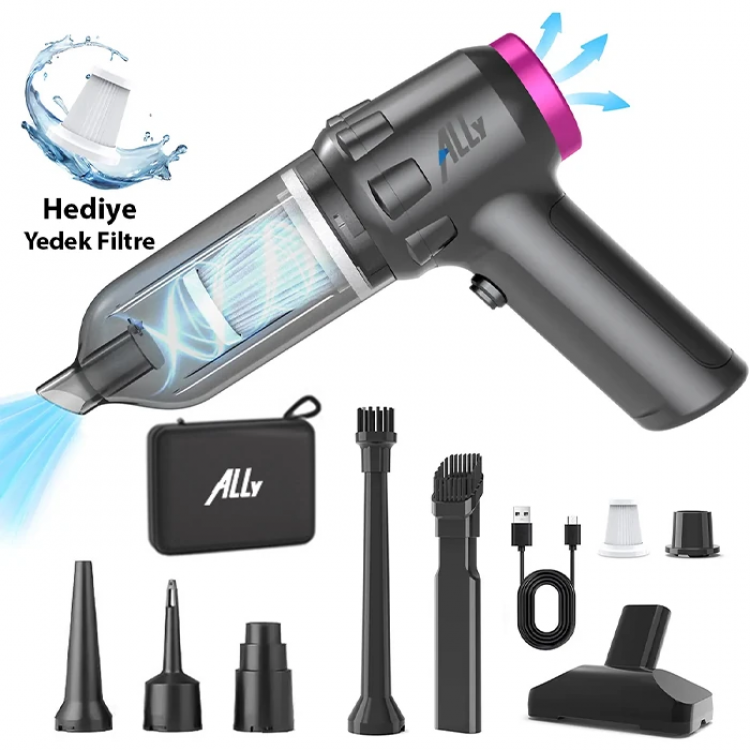ALLY 14000pa Powerful Portable 2 Stage Portable VacuumWireless Blowing Mini Car Vacuum Cleaner SW-103-(5775)