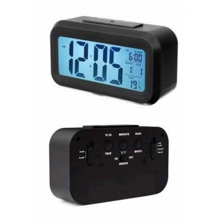 Digital Table Clock Calendar Alarm Clock with Alarm and LightLED Screen Battery Powered