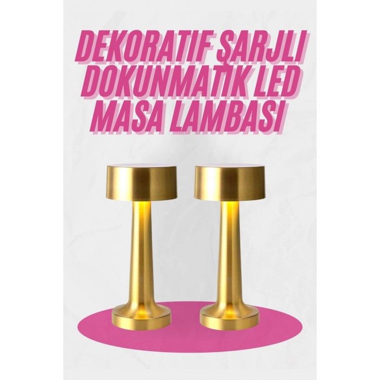 Gold Color Table and Night Light Touch Charging Tablelamp